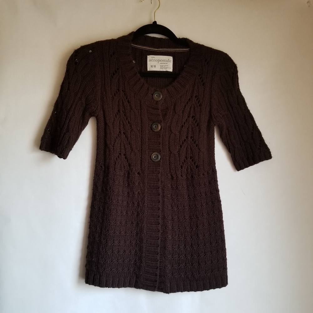 Aeropostale Button Front Brown Cardigan Sweater